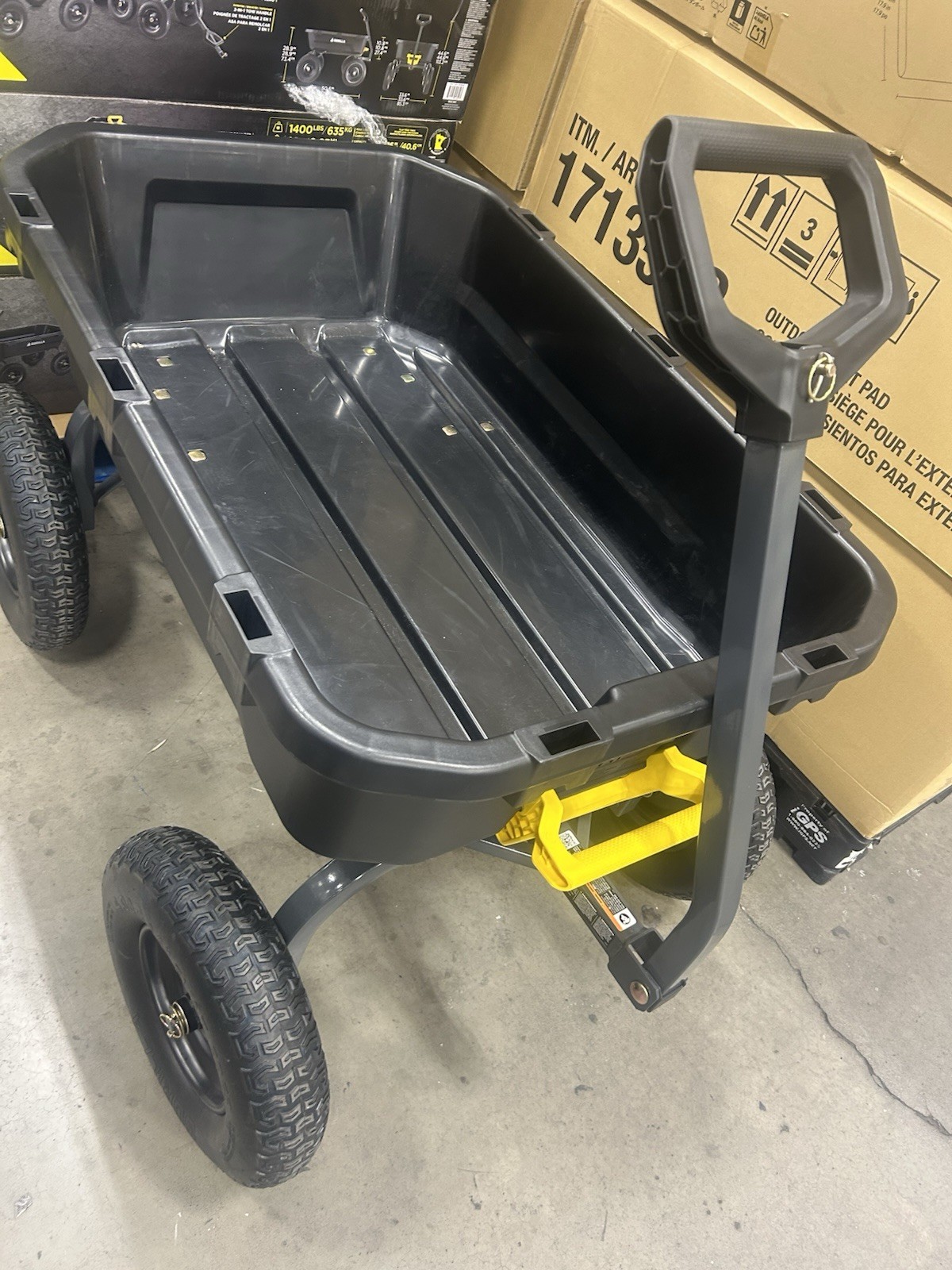 Gorilla Heavy Duty Rollover Frame Dump Cart 9 cu ft Black/Yellow 4-Wheel