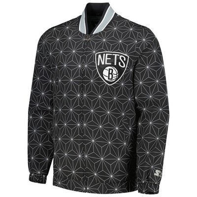 Men's Starter Black Brooklyn Nets In-Field Play Fashion Satin Full
