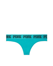 Victoria's Secret PINK Logo Thong Panty Shine Teal