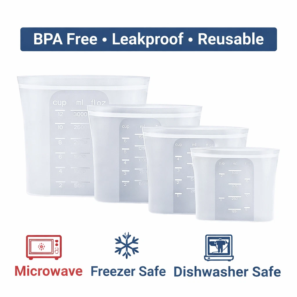 Eco-friendly Silicone Food Container Reusable Storage Bag Leakproof Silicone Bag
Opens in a new wind