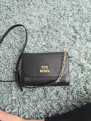 Steve Madden Bag Black Crossbody Purse Shoulder Strap Classic 