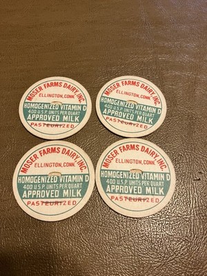 Lot of 4 Moser Farms Dairy Inc.Ellington,Conn.Milk Caps