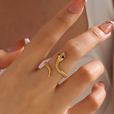 stainless steel snake finger ring adjustable