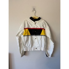 Vintage 1987 Matchbox Racing Jacket Kids Size 7 White Cotton Made in USA