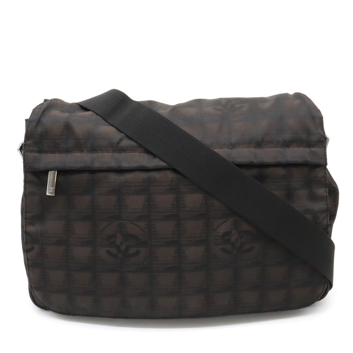 CHANEL Travel Line Brown Black Messenger Shoulder Crossbody Bag  