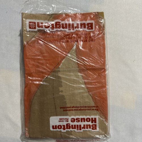 Vintage 80's Burlington House Standard Pillowcase Abstract Brown Orange Beige - Picture 9 of 9