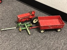 1960s INTERNATIONAL FARM TRACTOR WITH CORN HAULER AND GRASS CUTTER 