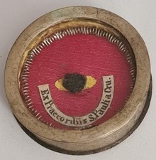 ANTIKE RELIQUIENKAPSEL RELIQUIE S. PAULI a CRU. KLOSTERARBEIT THECA 19.JH