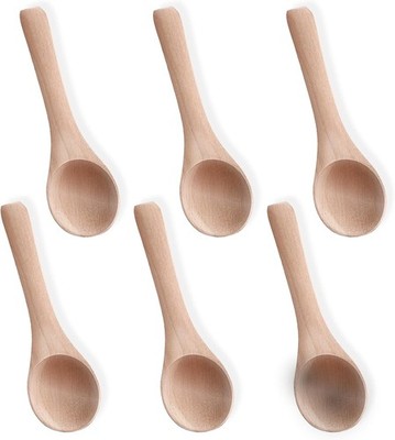 6PCS Salt Spoon, Small Wooden Spoons, 3.94 Inch Mini Teaspoons for Honey, Sugar,