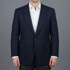 Vintage Hart Schaffner Marx Gold Trumpeter Wallachs Pinstripe Blazer Mens Navy