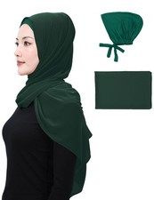 Matched Hijab and Undercap Set, Chiffon Muslim Head Scarf for Women, A Perfec...