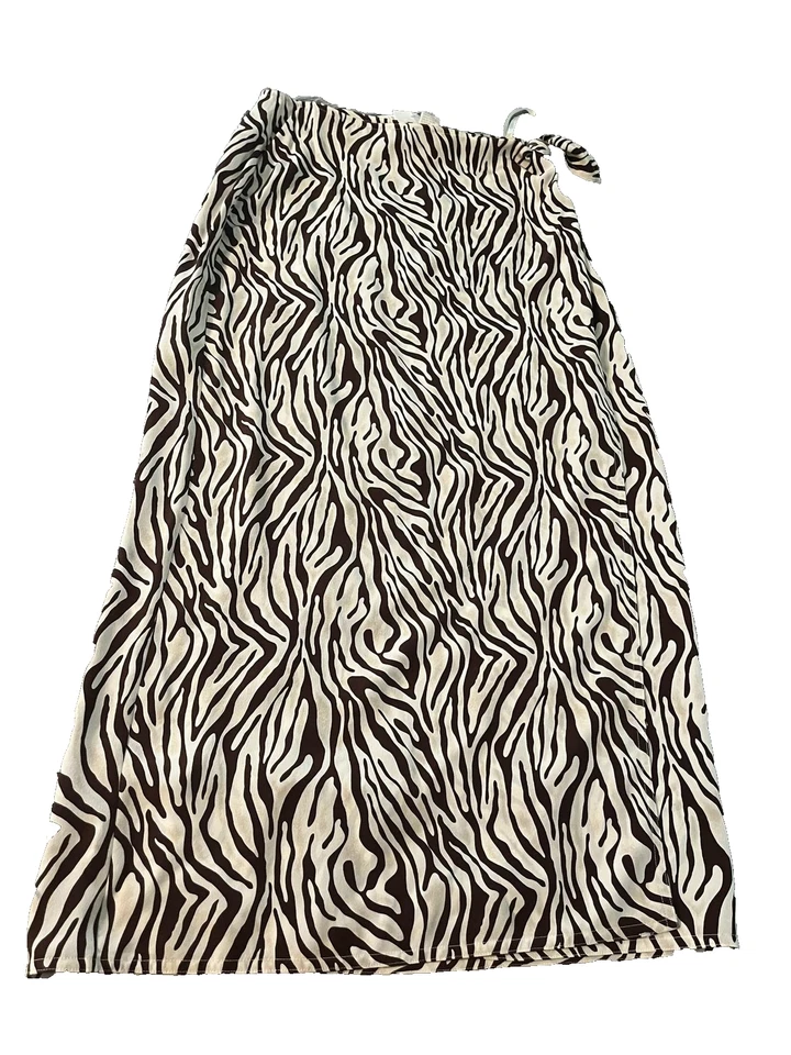 Falda Preston & York Mujer 10 Marrón Estampado Cebra Envolvente Seda Carrera II 811B0304 Foto 3 de 4