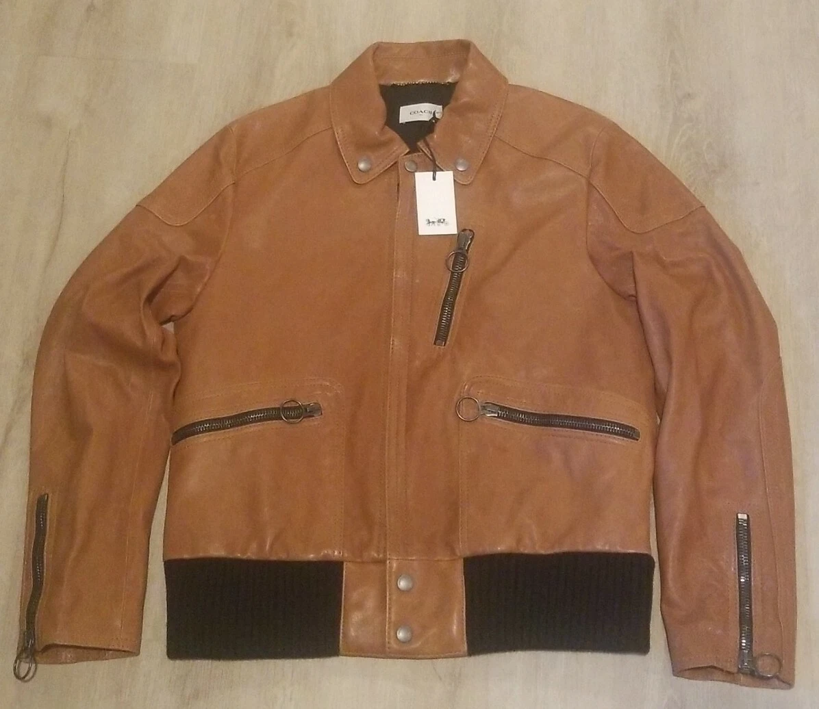 Coach 1941 Giacca Biker in pelle Marrone Taglia 48 Media Nuova con etichette $1.300