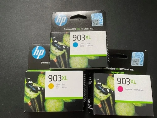 Original HP 903XL ink cartridges (cyaan / geel en magenta)