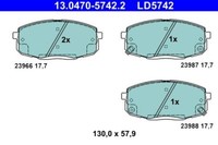 ATE 13.0470-5742.2 Bremsbelagsatz, Scheibenbremse FüR Hyundai KIA