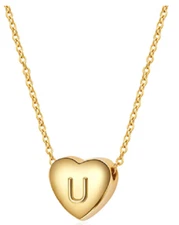 NEW Lateefah Women's Gold Plated Dainty Heart Alphabet Initial Letter Pendant U