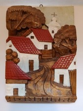 Hand Made Wood Wall Hanger Picture Plaque. 11.5x 8". 1.5" Thick. Very Nice