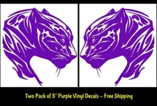 Panther Two Pack 5" Purple Vinyl Decals Mirrored Car Truck Windows Van
