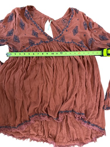 Haut tunique Free People brodé de diamants taille S cannelle boho babydoll - Photo 13/16
