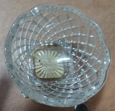 Vintage Fostoria Avon Salt Cellar Strawberry Diamond Pattern on Pedestal Base