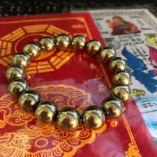 Thai Spiritual Gemstone Bracelet Gold Beads Amulet Style Jewelry Handcrafted
