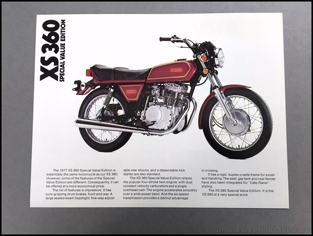 1977 Yamaha XS360 Special Edition Bike Motorcycle 1-page Brochure