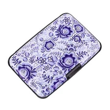 ELFISH Mini RFID Aluminum Wallet Credit Cards Holder Business Card Camellia