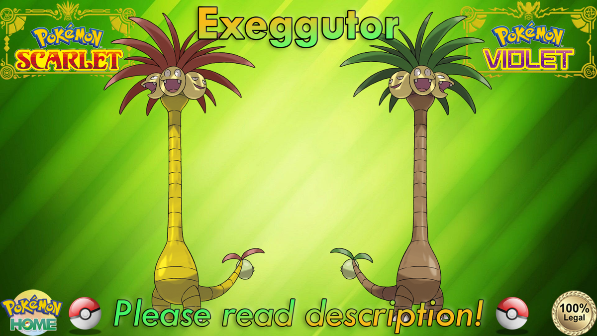 Pokemon Scarlet Pokemon Go Alolan Exeggutor Raid SHINY 6IV Alolan