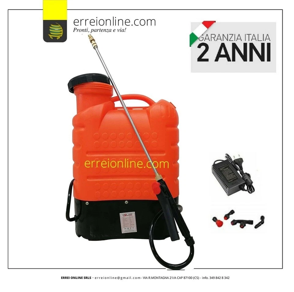 POLAR Pompa a spalla per irrorazione elettrica a batteria 16lt, irroratrice a zaino
