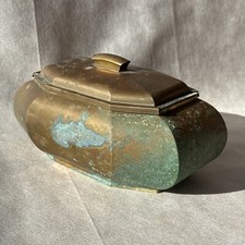 Messing Art Déco Zigarren- Schmuck- Dose Schatulle Antik Retro Vintage 1920er