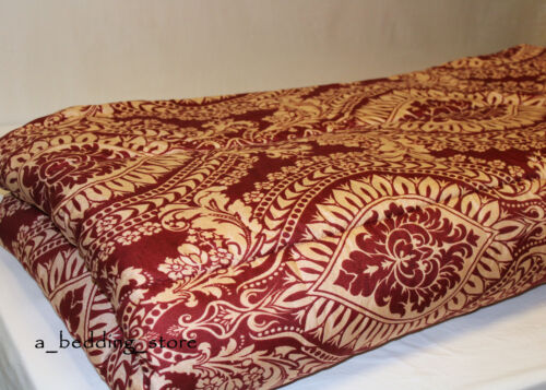Pem America Full Queen Comforter Burgundy Red Gold Damask Pattern - Picture 2 of 3