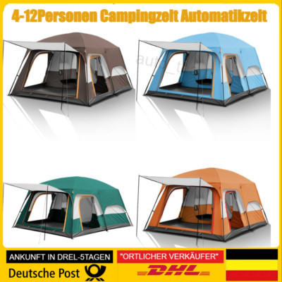 4-12 Personen Campingzelt Automatikzelt Familienzelt Sekundenzelt Gruppenzelt 