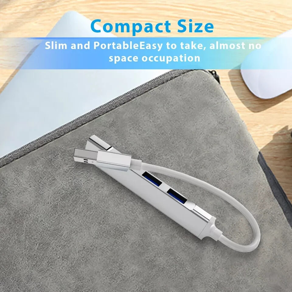 USB 3.0 Hub 4-Port USB Hub USB Splitter USB Expander for Laptops Flash Drive HDD