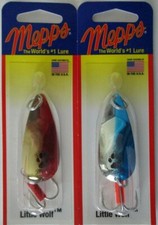 2 Pks.  Cuchara Mepps Little Wolf - 2/5 oz. - Plata/azul y dorado/rojo - ¡50% de descuento!
