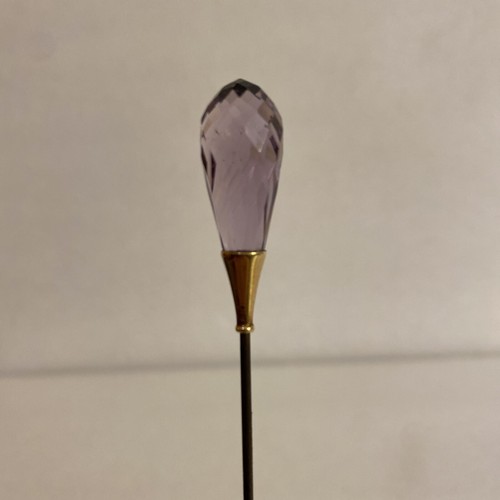 VINTAGE or ANTIQUE 14K GOLD FACETED AMETHYST COLORED STONE STICK PIN or HAIRPIN - Picture 4 of 11