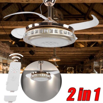 42 Luxury Ceiling Fan Led Light Chandelier Lighting 4 Blades 3 Color Changing - Replace Ceiling Fan With Pendant Light