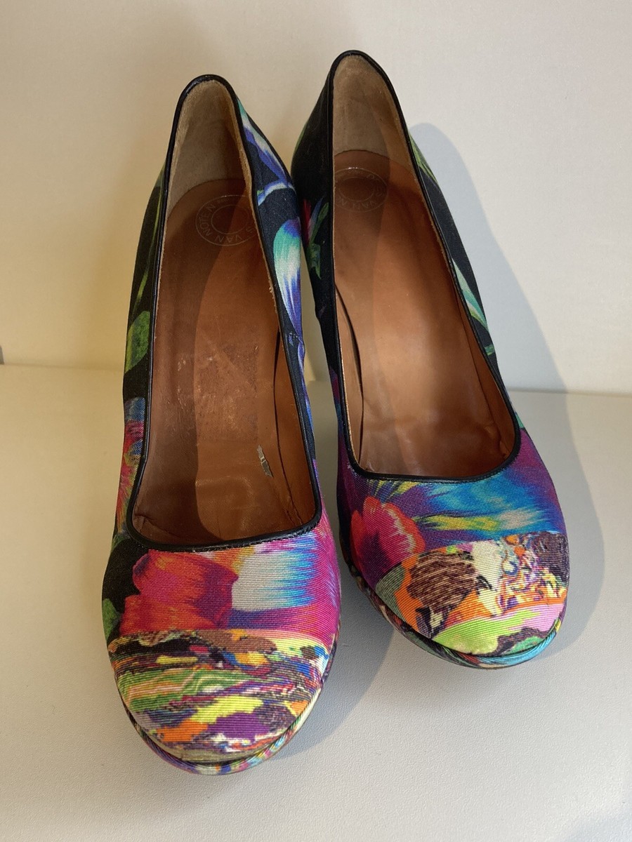 DRIES VAN NOTEN レオパードパンプス Dries Van Noten Women Pump Shoes Sz 38.5 Made Italy Heels Floral