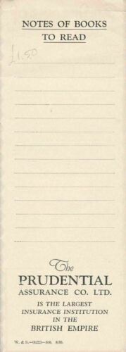 The PRUDENTIAL ASSURANCE CO. LTD. Advert Notes of Books to Read Book Mark 46775 - Picture 2 of 2