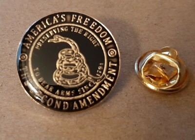 The Second Amendment America's Freedom Gadsden Cloisonne Hat & Lapel Pin 