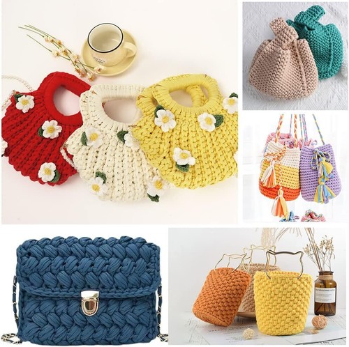 2/4/6Pc T-Shirt Yarn Elastic Fabric Crochet Cloth Yarn for DIY Knitting Hand Bag - Picture 33 of 215