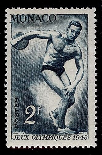 MONACO #206 MNH VF/XF OG Olympics 2F Discus Thrower / Olympic Games 1948 - 第 1/2 張圖片
