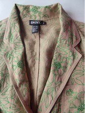 Summer Blazer - Dkny. 100% Linen, With All-over Accent Beading + Embroidery