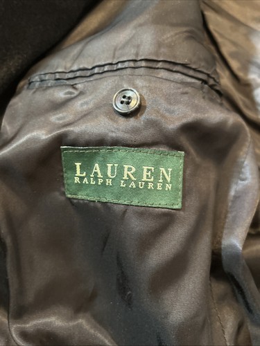 Lauren Ralph Lauren Cashmere Wool Black Long Overcoat Italy Men Sz L 40 - Picture 8 of 10