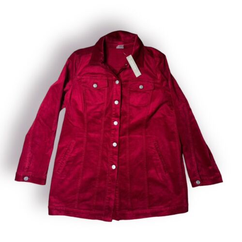 Chaqueta Chico's Mujer Roja Alargada Clásica Pana LS Claret EE. UU. Talla 12/14 Grande - Imagen 2 de 7