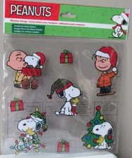 Snoopy Christmas Peanuts Window Cling Jel 8 piece Two Sided