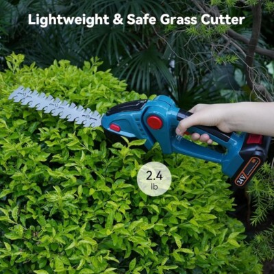 2 IN 1 Akku Heckenschere Grasschere Strauchschere 24V mit Akkus Und Ladegerät
