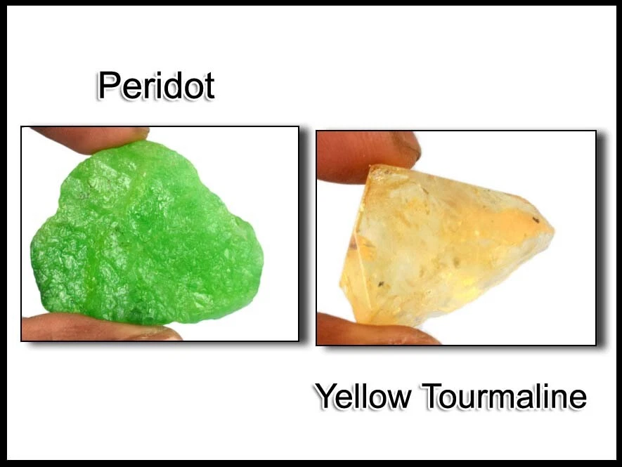 Ebay 230 Ct. Natürlicher Gelber Turmalin & Peridot Edelstein Rohpaar GH751 - Bild 3 von 4