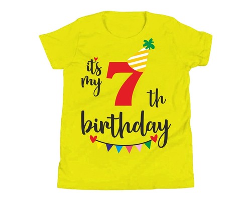 7th Birthday Gift T-Shirt 7 Years Old Birthday Party Kids Boy Girl Children Top - Picture 9 of 9