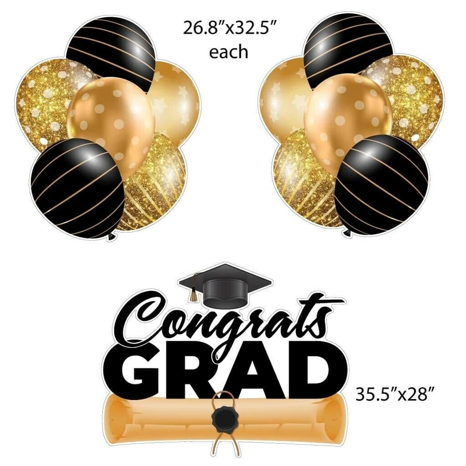 VictoryStore Congrats Grad Gold Graduation Yard Display Graduate Decor 20025 - Image 3 of 4