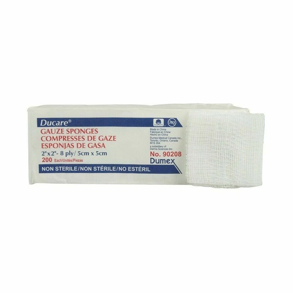 Ducare 2"x2" 8-Ply Non Sterile Gauze Sponge 200-Pack